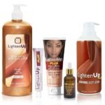 LightenUp Skin Brightening Kit Body Lotion , Dark Spot Gel, Skin Brightening Serum, Exfoliating Body Wash, Brightening Face Scrub.