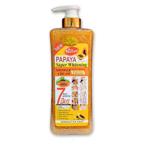 Veet Gold Papaya Super Whitening Shower Cream Scrub 1000ml