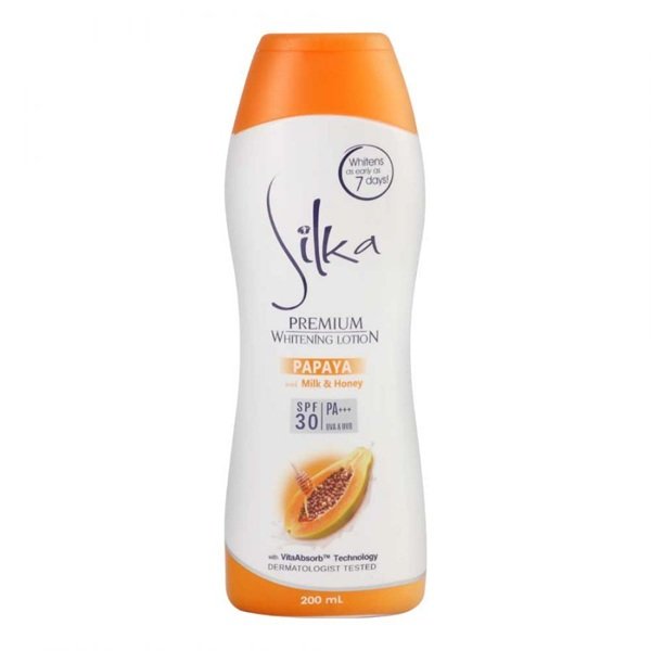 Silka Premium Papaya With Milk & Honey Skin Whitening Lotion SPF30, 200ml