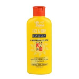 Lady Diana Face & Body Whitening Sunblock Lotion SPF UV 40 200ml