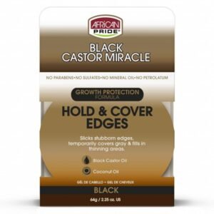 African Pride Black Castor Miracle Hold & Cover Edges Black 65gm