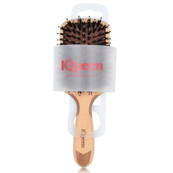 IQueen Classic Wood Small Paddle Porcupine Cushion Hair Brush 60x180mm