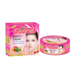 Kayenat Beauty Cream The Intensive Avocado, Papaya, Aloe Vera & Lycopene enriched Beauty Cream helps to provide your skin what it deserves. It prevents expression wrinkles, nourishes the skin and makes it soft, brighter & healthy. Helps in removing dark spots, acne marks, blemishes, freckles, uneven skin tone & tanning Makes skin smoother, brighter & firmer  Hydrates & moisturizes skin while shrinking pores   Effective defence against dirt, impurities, sun damage & pollution