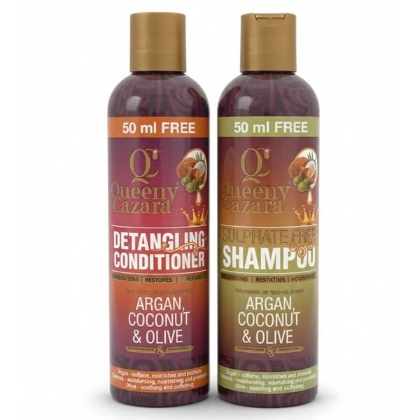 Queeny Cazara Detangling Conditioner & Sulfate Free Shampoo 250ml