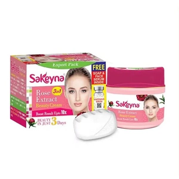 Sakeyna Rose Extract Beauty Cream + Serum and Soap Set