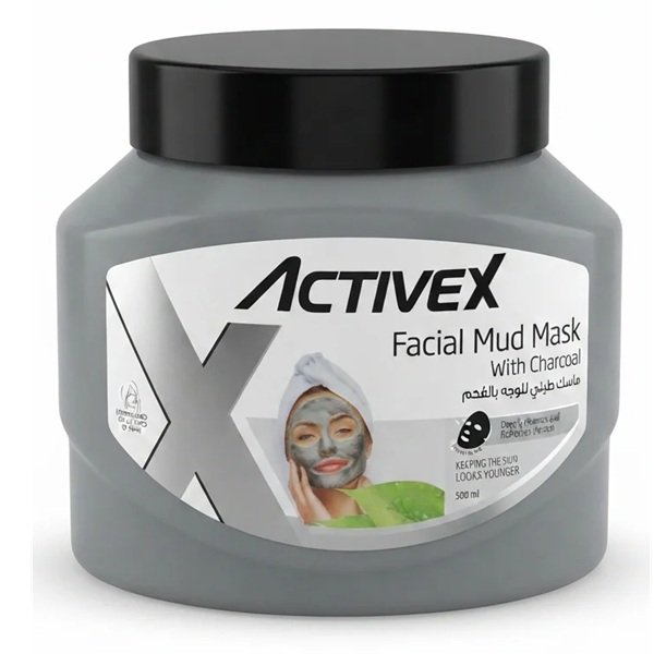 ActiveX Deep Cleansing Face Mask for Oil Control & Skin Purification Charcoal Facial Mud Mask 500ml