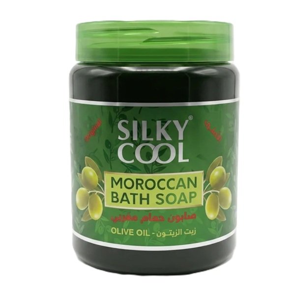 Silky Cool Traditional Moroccan Black Soap for Deep Cleansing & Exfoliation Moroccan Soap with Olive Oil 500ml Discover the Traditional Moroccan Hammam Experience Transform your skincare routine with Silky Cool Moroccan Soap with Olive Oil 500ml, a luxurious cleansing treatment inspired by traditional Moroccan beauty rituals. Enriched with nourishing olive oil, this rich Moroccan soap helps soften the skin, remove impurities, and prepare the body for effective exfoliation. Its creamy texture glides smoothly over the skin, helping leave it feeling refreshed, clean, and revitalized after every use. Perfect for use before exfoliation with a Moroccan glove (Kessa mitt), this traditional black soap helps loosen dead skin buildup while supporting a smoother, more radiant-looking complexion. Key Benefits Deeply cleanses and refreshes the skin Helps soften rough and dry areas Prepares skin for exfoliation Supports smoother and brighter-looking skin Enriched with olive oil for added nourishment Suitable for regular body care routines Ideal for home spa and hammam treatments Generous 500ml size for long-lasting use How to Use Wet the body with warm water. Apply a thin layer of Moroccan soap over the skin. Leave on for 3–5 minutes. Rinse lightly. Exfoliate using a Moroccan glove (Kessa mitt). Rinse thoroughly and moisturize afterward.