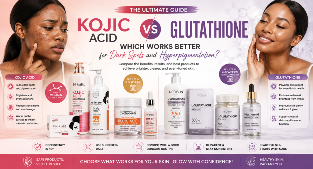 Kojic Acid vs Glutathione Which Works Better for Dark Spots and Hyperpigmentation