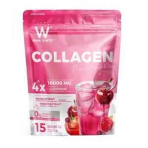 Wink White Collagen Pink Glow Plus 10,000mg Collagen + Glutathione with Melon & Tomato Extract 15 Sachets